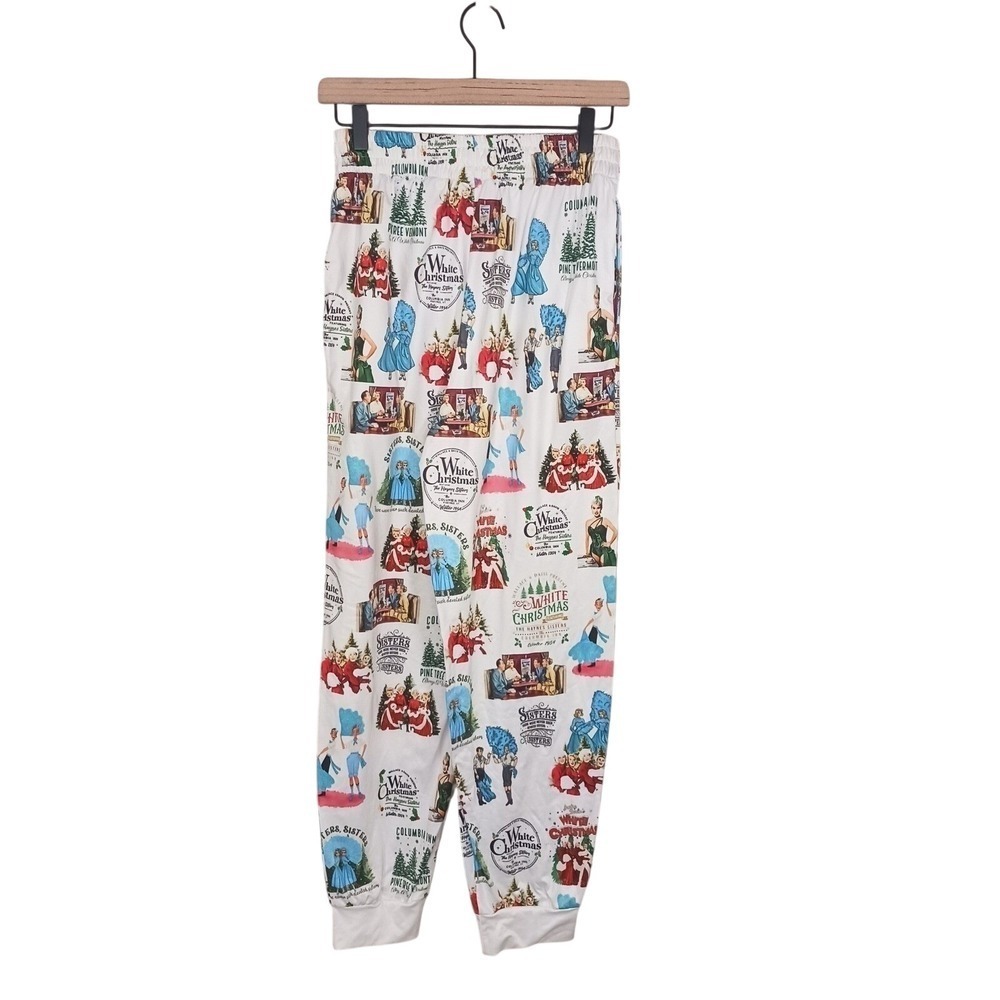White Christmas Movie Lounge Pants Womens M Retro Holiday Pajamas Novelty
